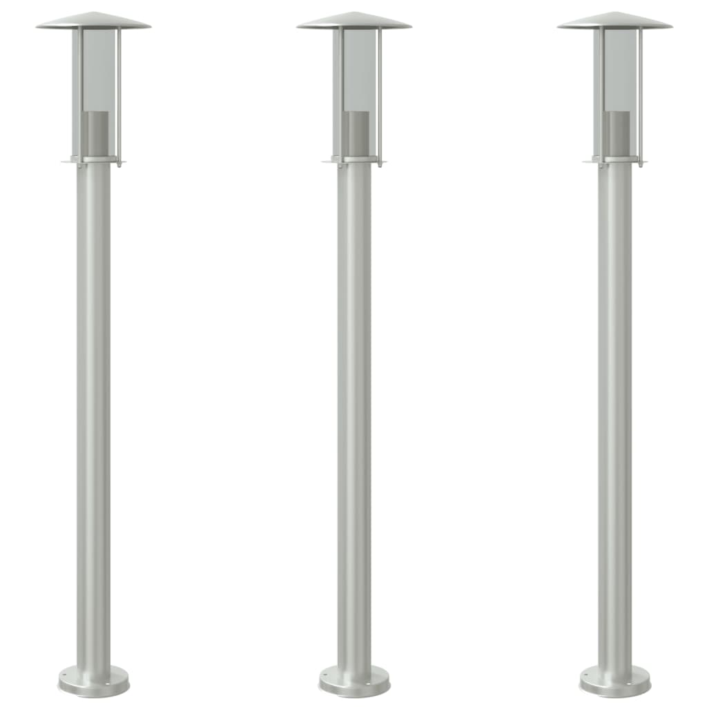 Vidaxl golvlampa för utanför 3 st 100 cm rostfritt stål silverfärgad