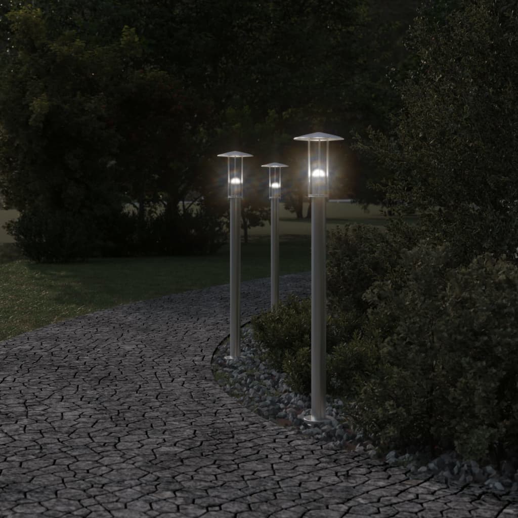 Vidaxl golvlampa för utanför 3 st 100 cm rostfritt stål silverfärgad