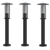 Vidaxl golvlampa för utanför 3 st 60 cm rostfritt stål svart