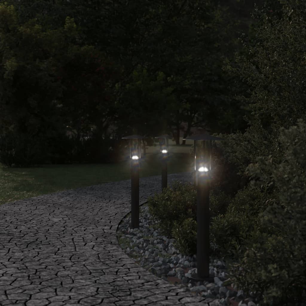 Vidaxl golvlampa för utanför 3 st 60 cm rostfritt stål svart