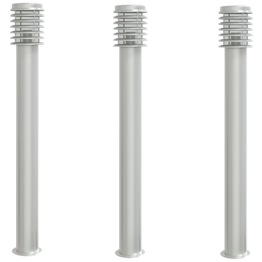 Vidaxl gulvlampe til udvendig 3 st 110 cm rustfrit stål sølvfarvet