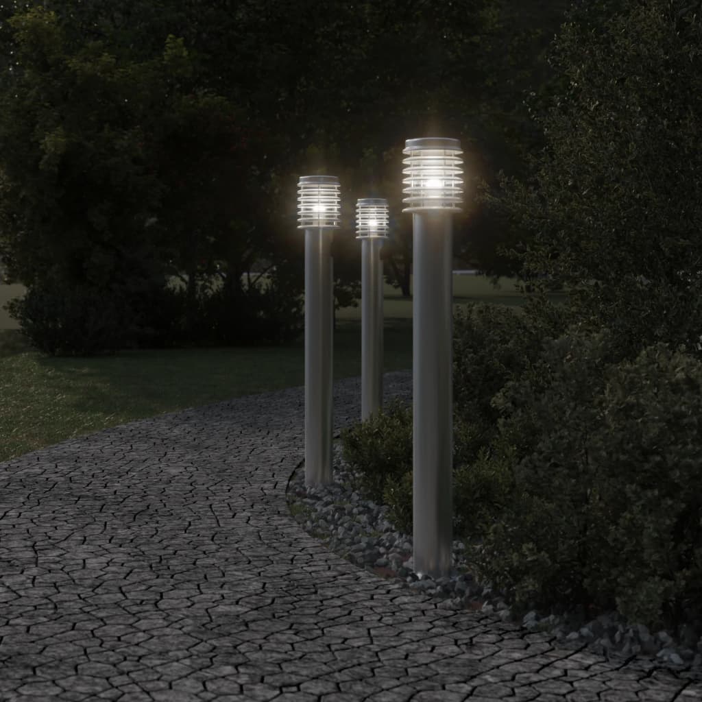 Vidaxl gulvlampe til udvendig 3 st 110 cm rustfrit stål sølvfarvet