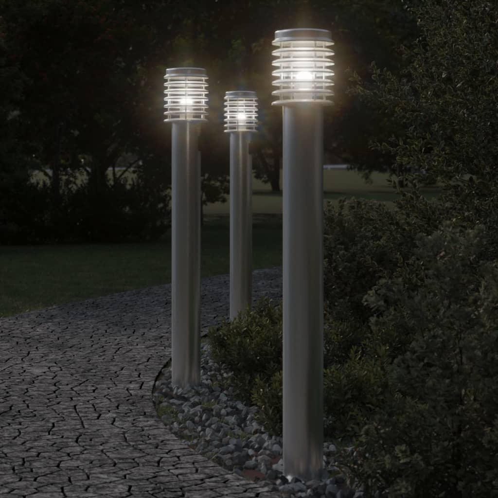 Vidaxl gulvlampe til udvendig 3 st 110 cm rustfrit stål sølvfarvet