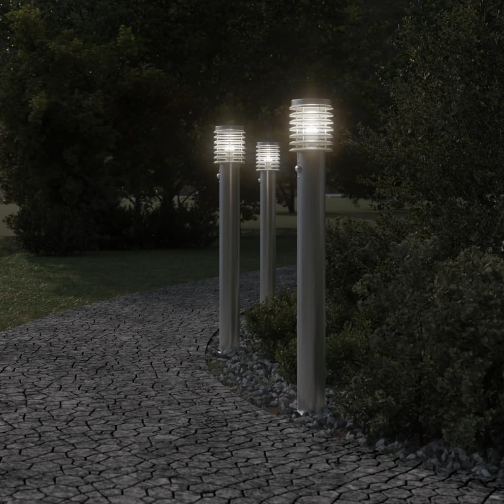 Vidaxl floor lamp for outside with sensor 110 cm stainless steel silver