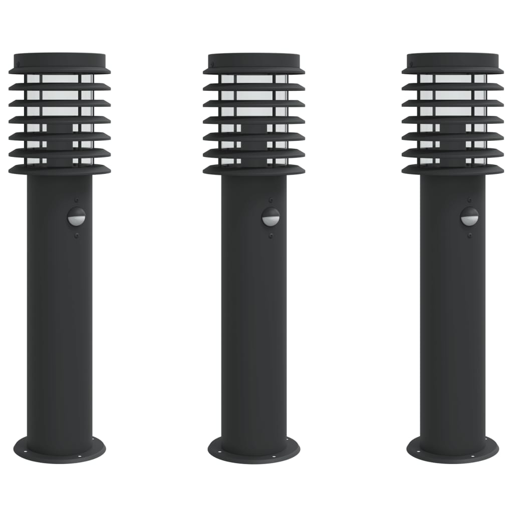 Vidaxl outdoor floor lamps 3 st with sensors stainless steel black