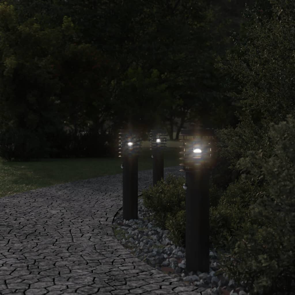 Vidaxl outdoor floor lamps 3 st with sensors stainless steel black