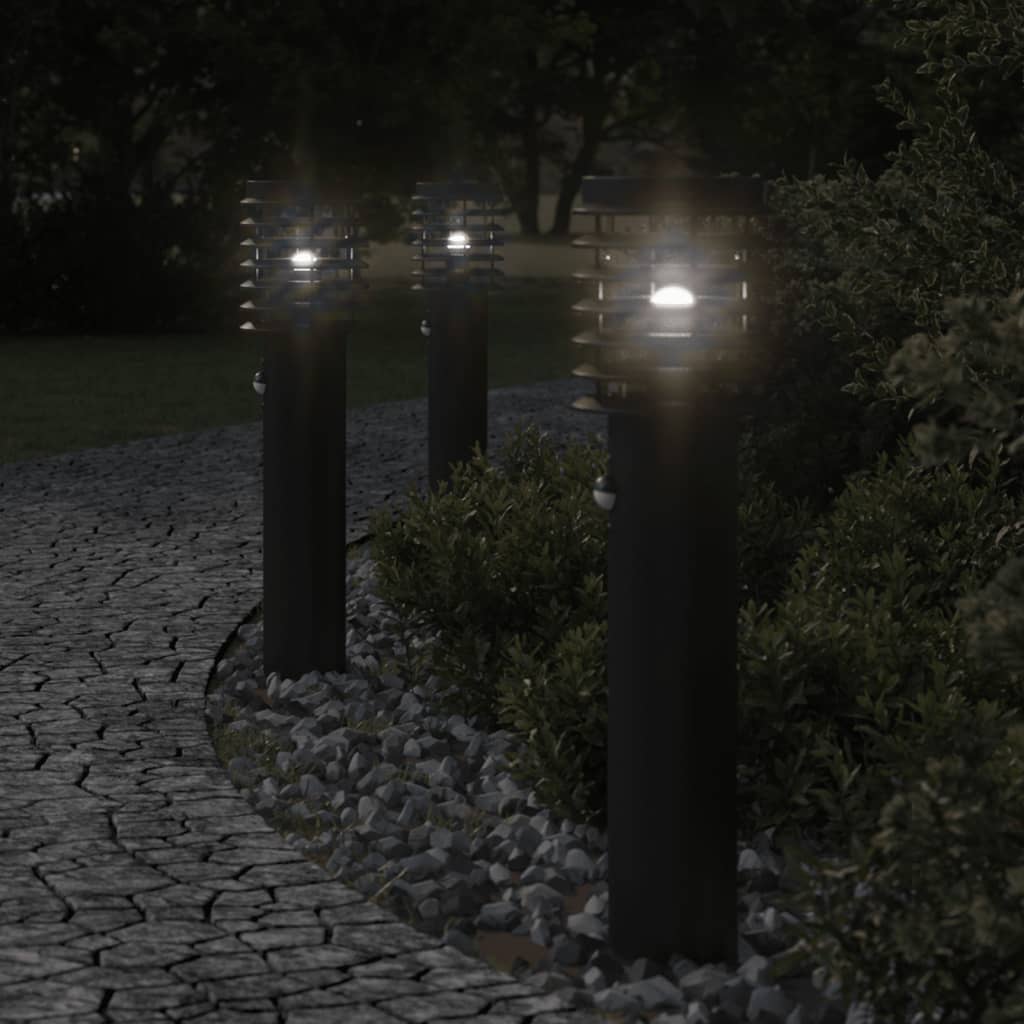 Vidaxl outdoor floor lamps 3 st with sensors stainless steel black