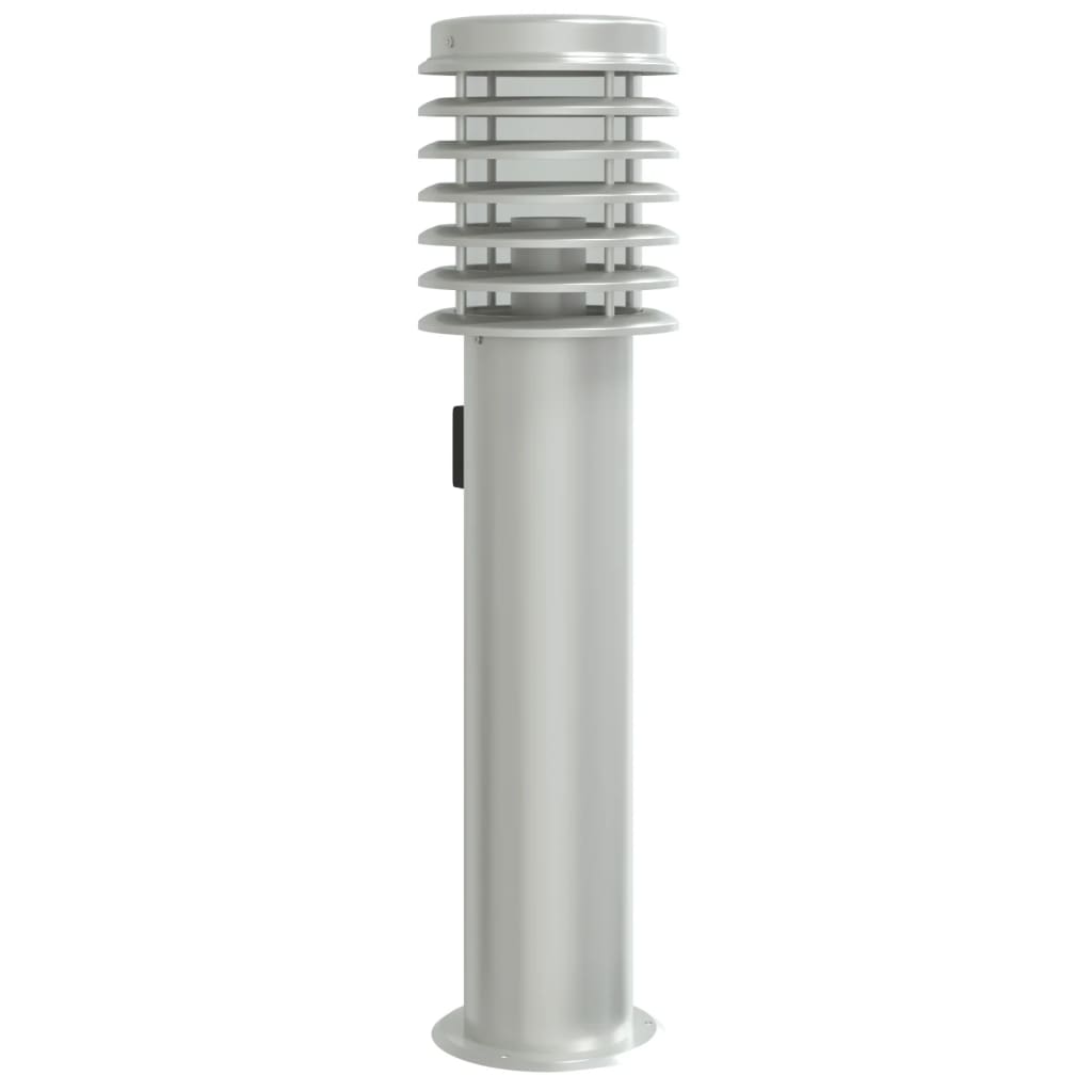 Vidaxl Lámpara de pie exterior con enchufe de 60 cm de plata de acero inoxidable