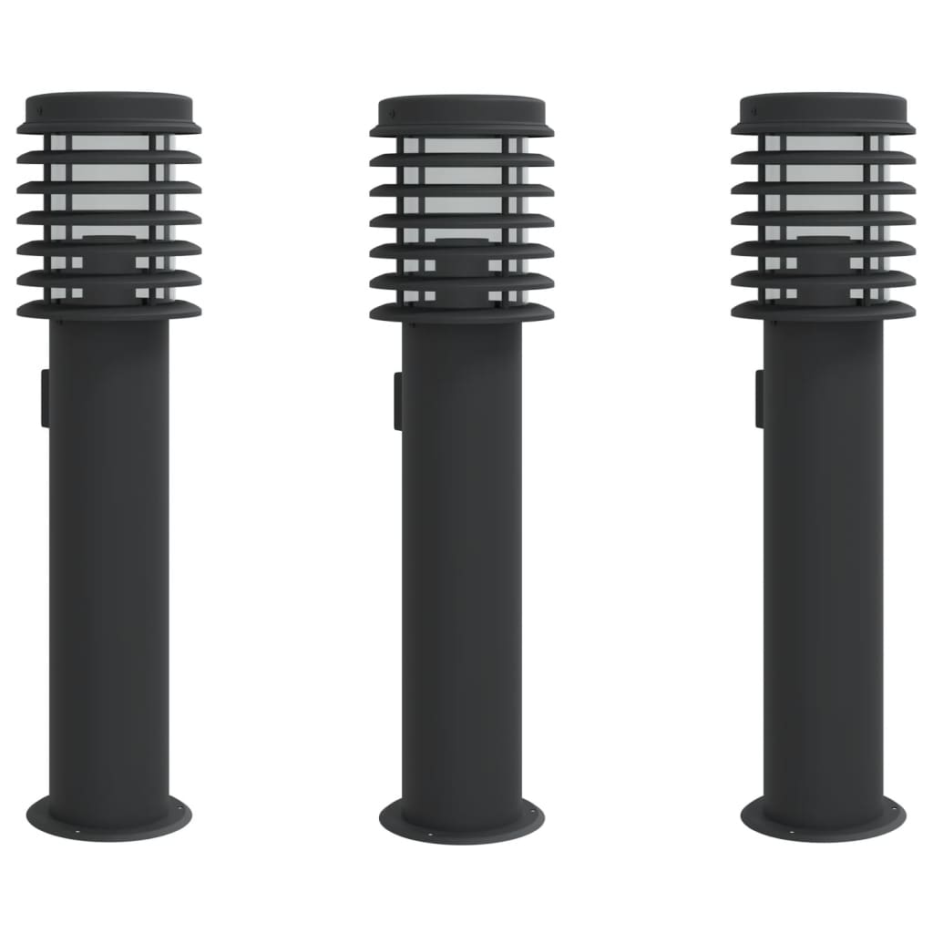 VidaXL Outside floor lamps 3 ST socket 60 cm Stainless steel Black