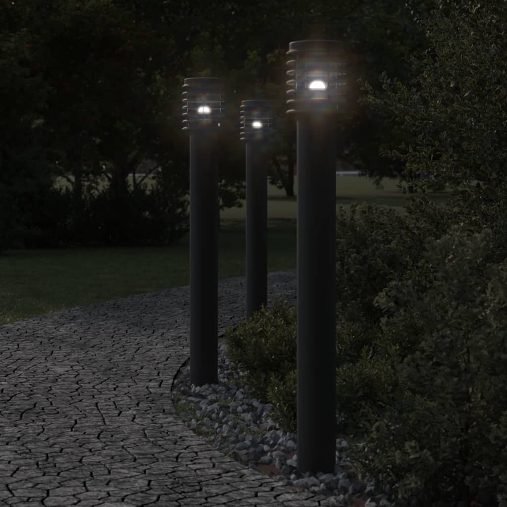 VidaXL Outside floor lamp with socket 110 cm Stainless steel Black