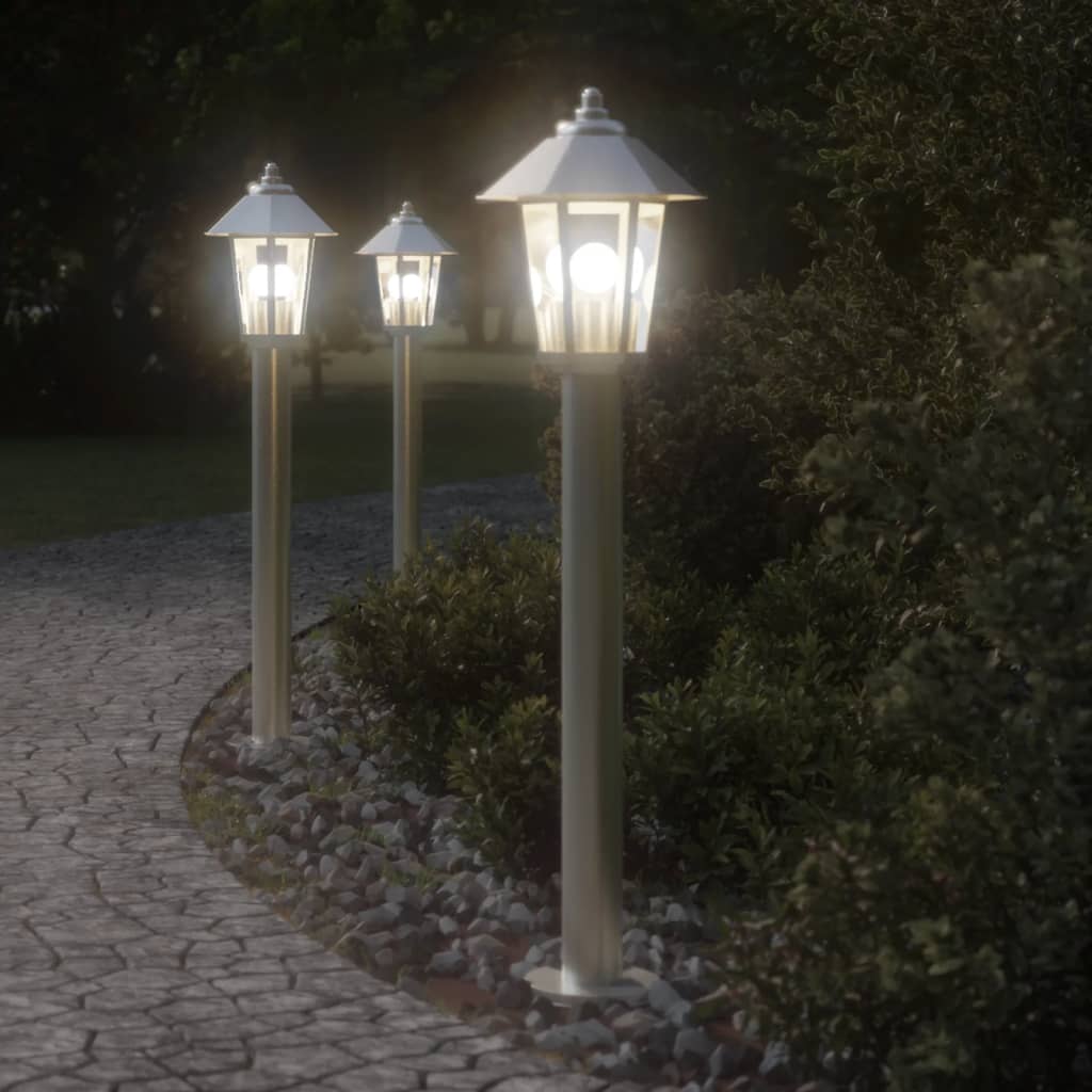 Vidaxl ausserhalb Buedemlampe 80 cm Edelsteier Sëlwer faarweg