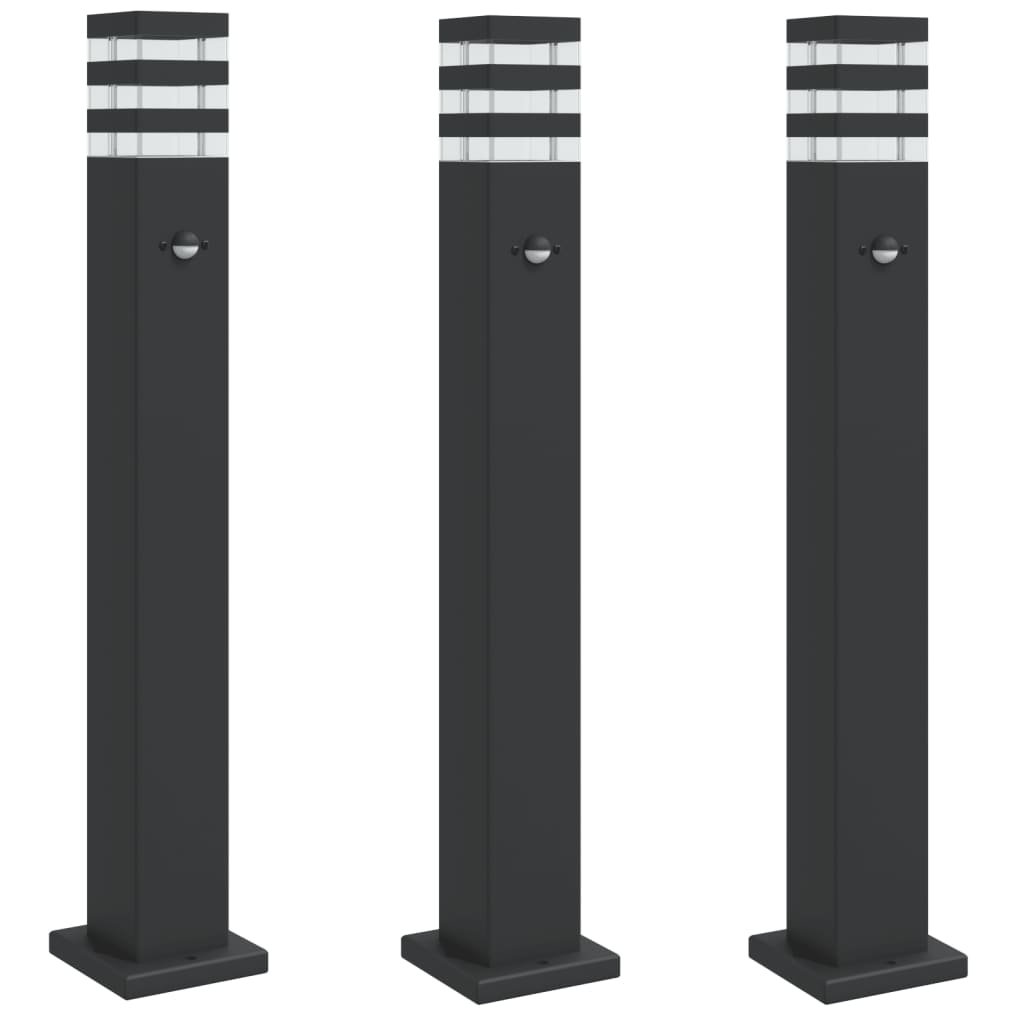 VidaXL floor lamps for outside 3 st with sensor 80 cm aluminum black