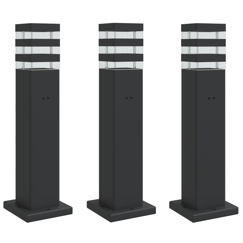 Vidaxl afuera de pisos 3 pts con zócalo de 50 cm de aluminio negro