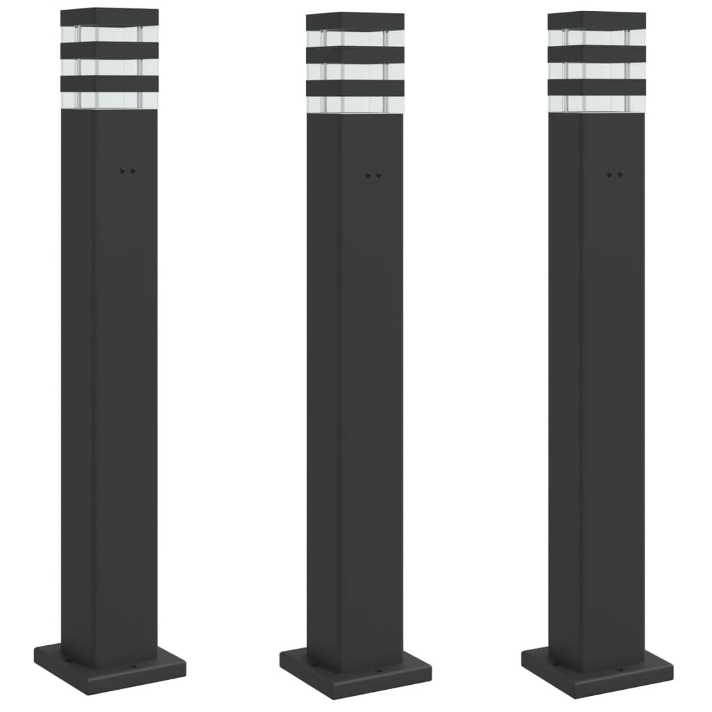 Vidaxl Zunanja nadstropja 3 sts z vtičnico 80 cm aluminijasta črna