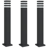 Vidaxl Zunanja nadstropja 3 sts z vtičnico 80 cm aluminijasta črna