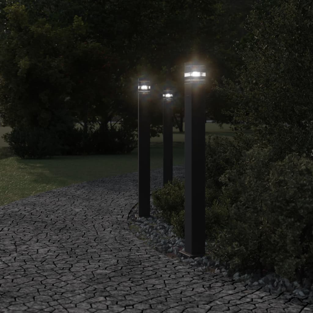 Vidaxl gulvlampe til udvendig med stikkontakt 110 cm aluminium sort