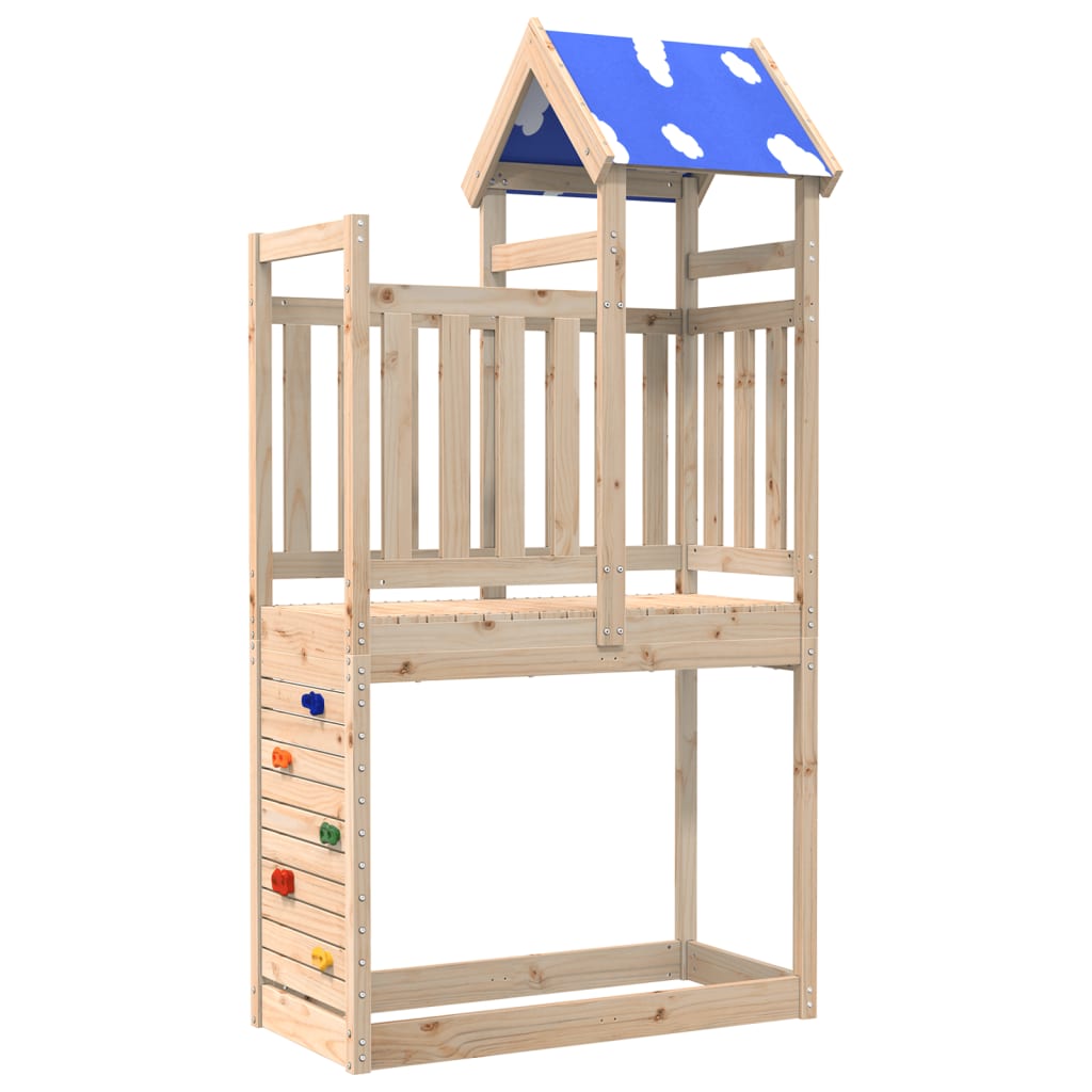 Vidaxl Play Tower z ścianą wspinaczkową 110,5x52,5x215 cm stałą sosną