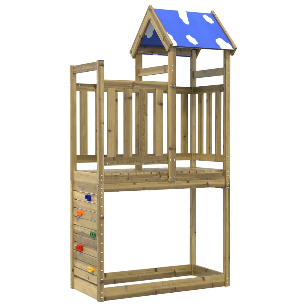 Vidaxl Play Tower con parete rocciosa 110.5x52.5x215 cm legno impregnato