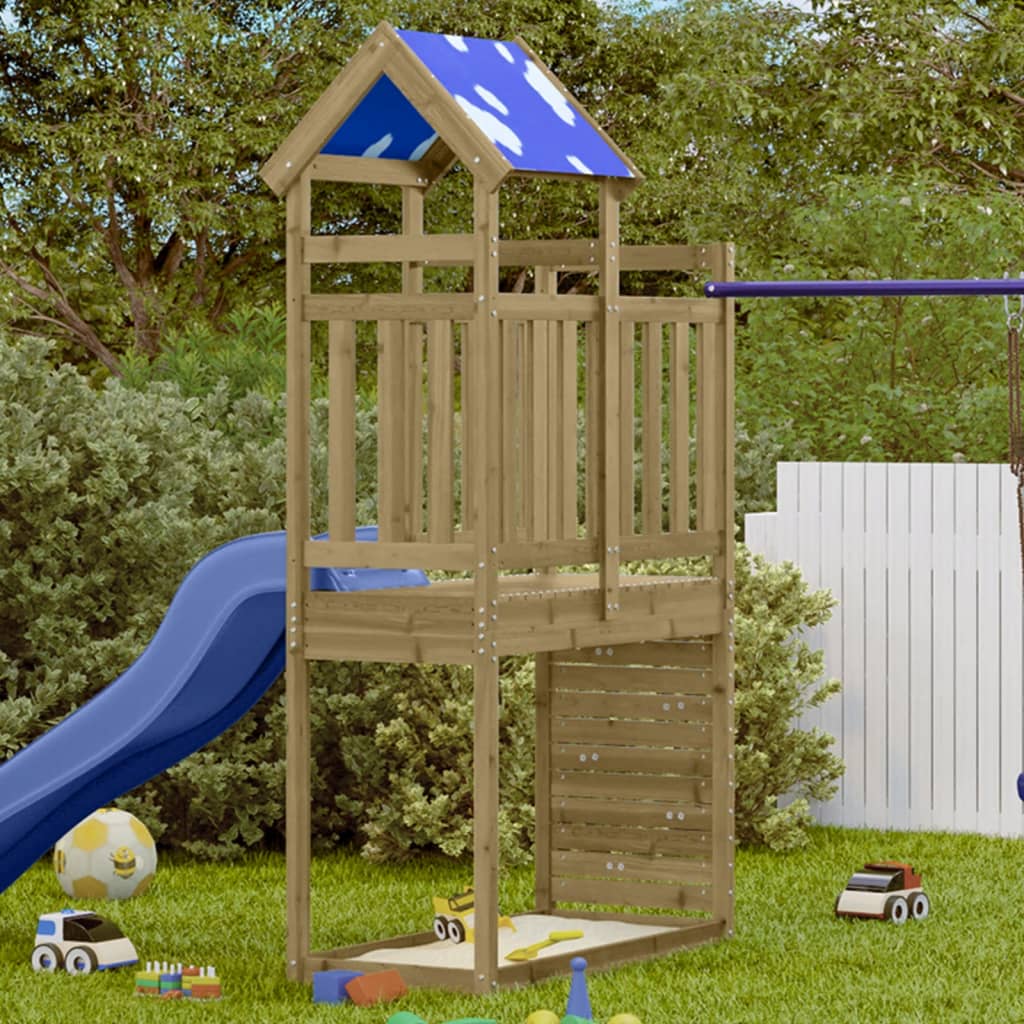 Vidaxl Play Tower con parete rocciosa 110.5x52.5x215 cm legno impregnato