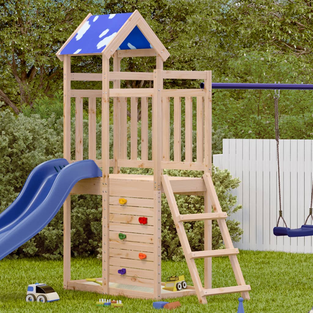 Vidaxl Play Tower con parete rocciosa 110.5x52.5x215 cm pino solido