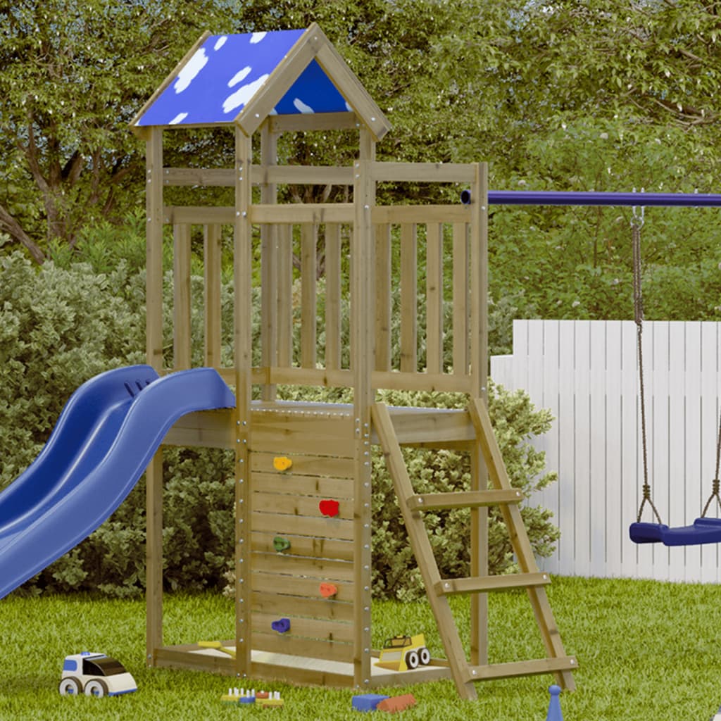 Vidaxl Play Tower con parete rocciosa 110.5x52.5x215 cm legno impregnato