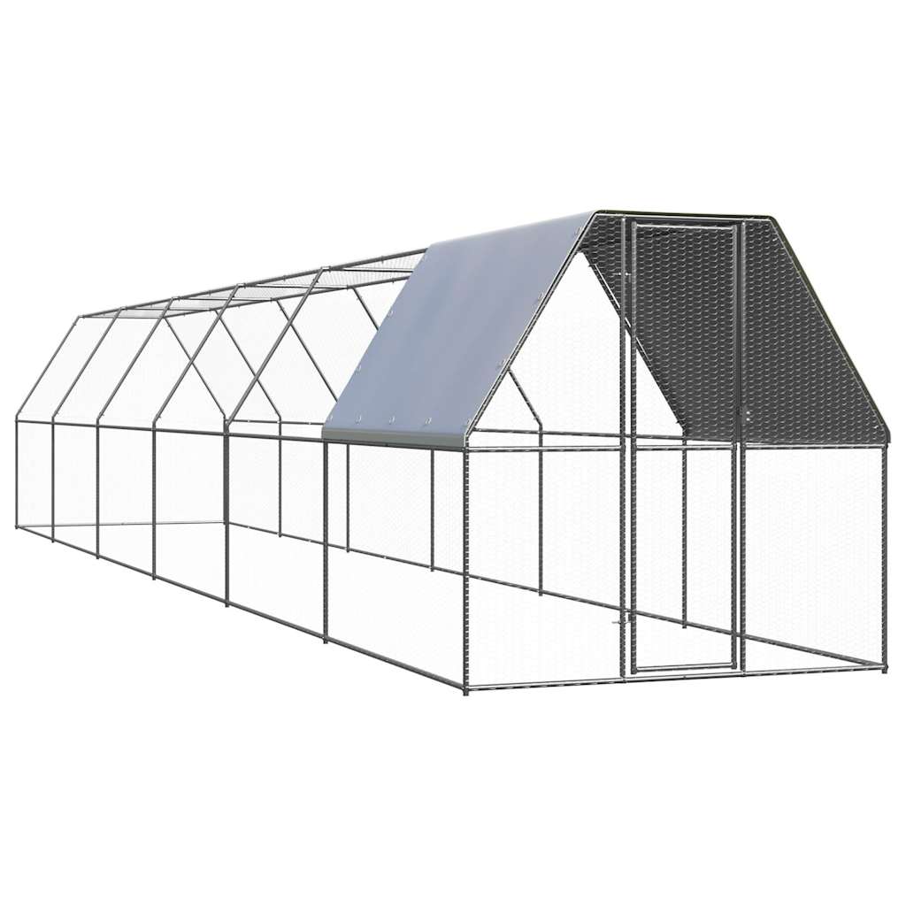 Vidaxl Chicken Coop 2x12x2 M Galvaniserat stål