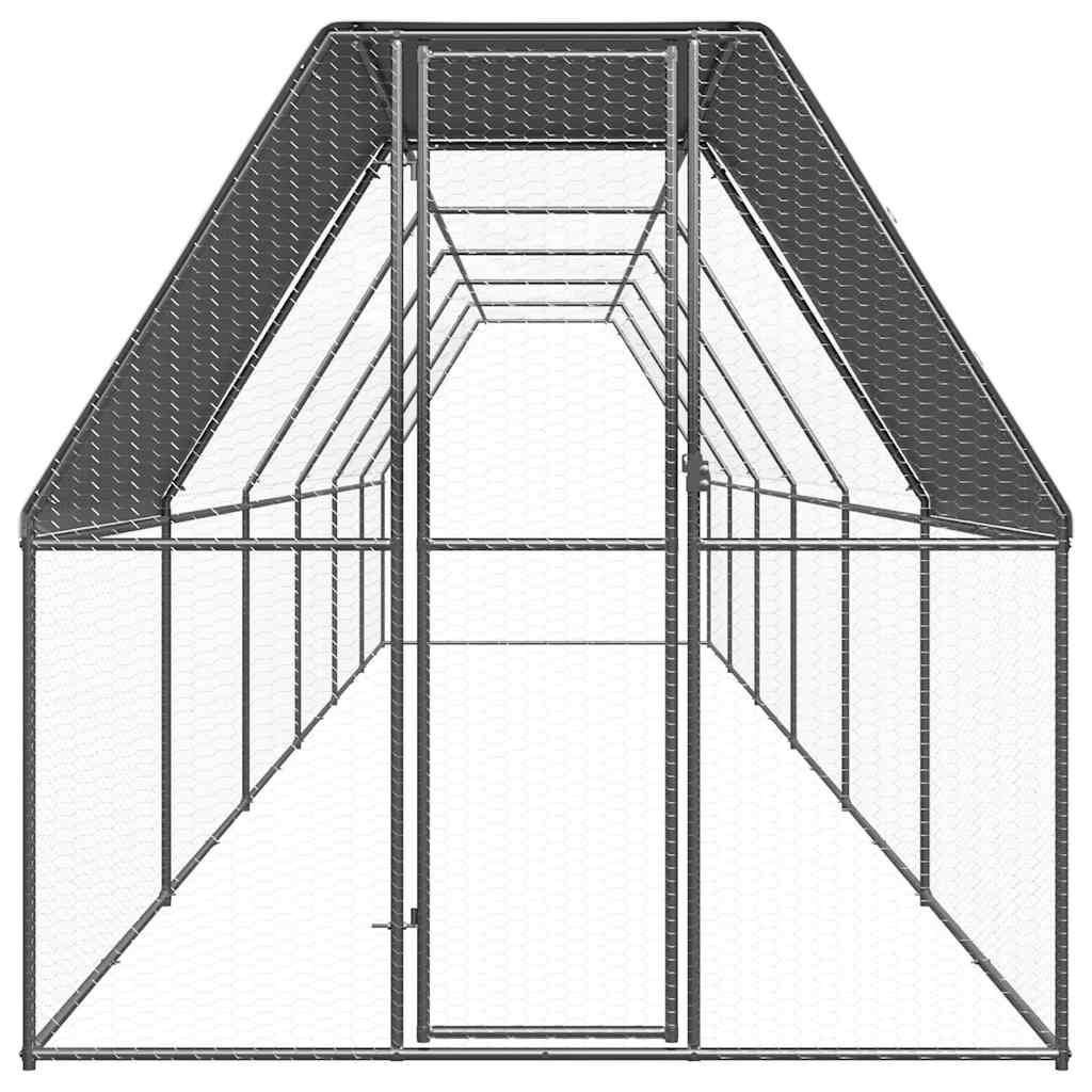 Vidaxl Chicken Coop 2x12x2 M Galvaniserat stål