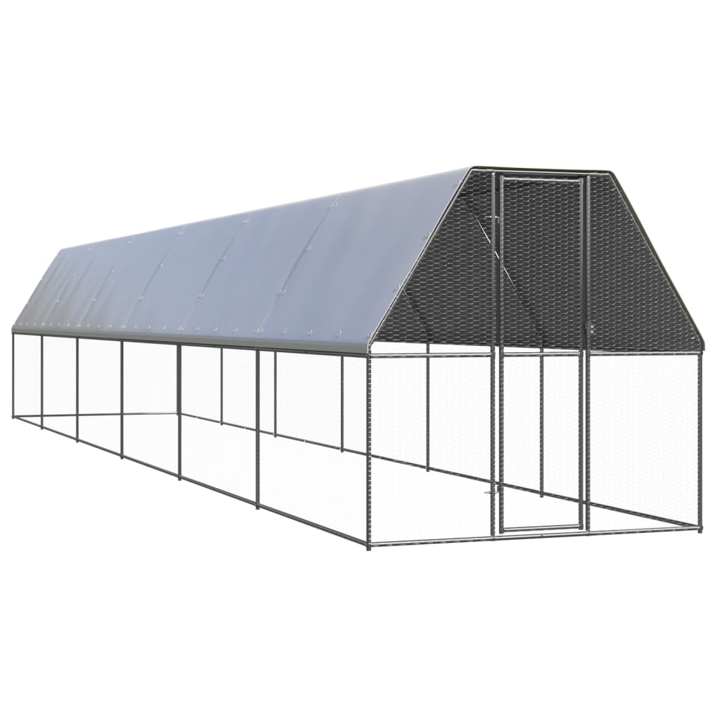 Vidaxl Chicken Coop 2x12x2 M Galvaniserat stål