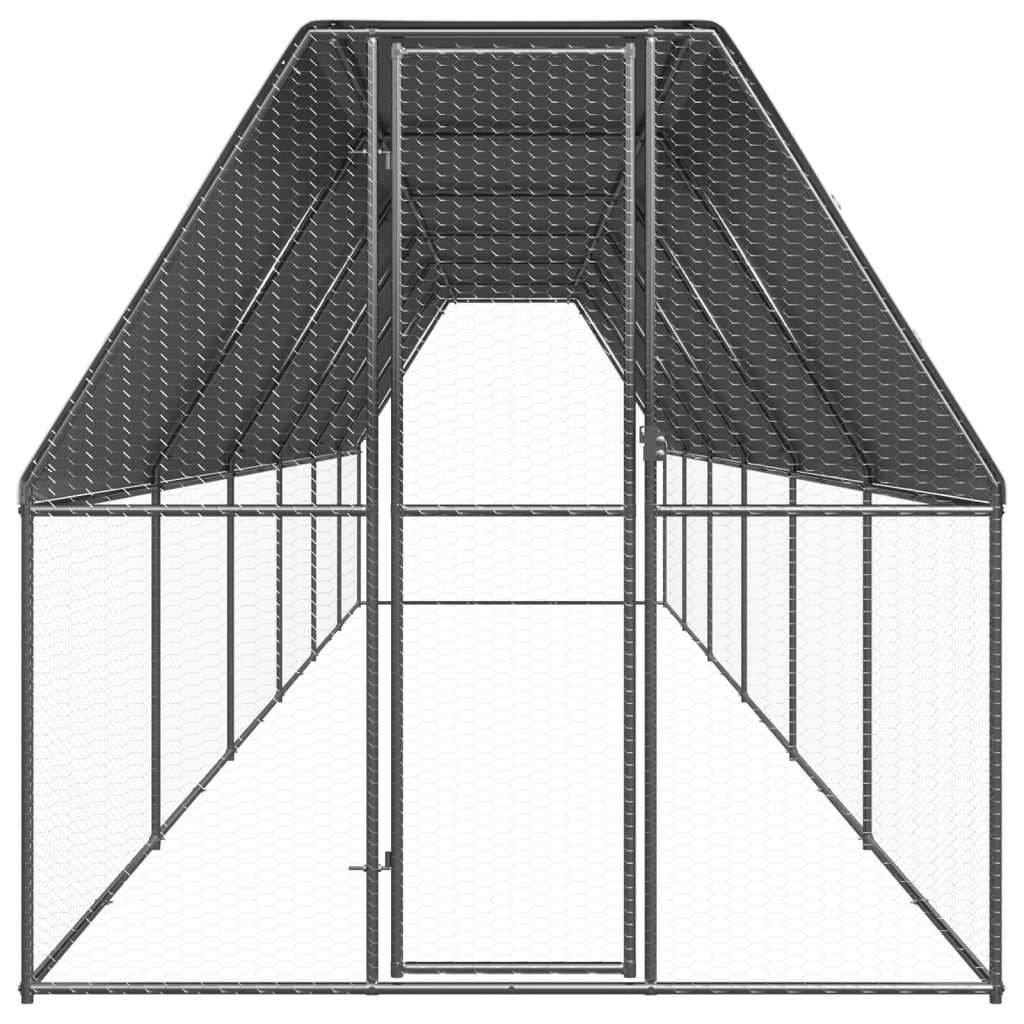 Vidaxl Chicken Coop 2x12x2 M Galvaniserat stål