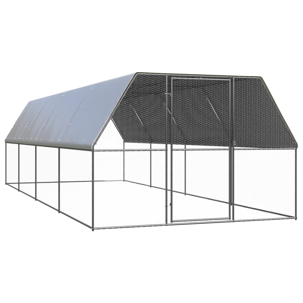 Vidaxl Chicken Coop 3x8x2 M galvaniserat stål