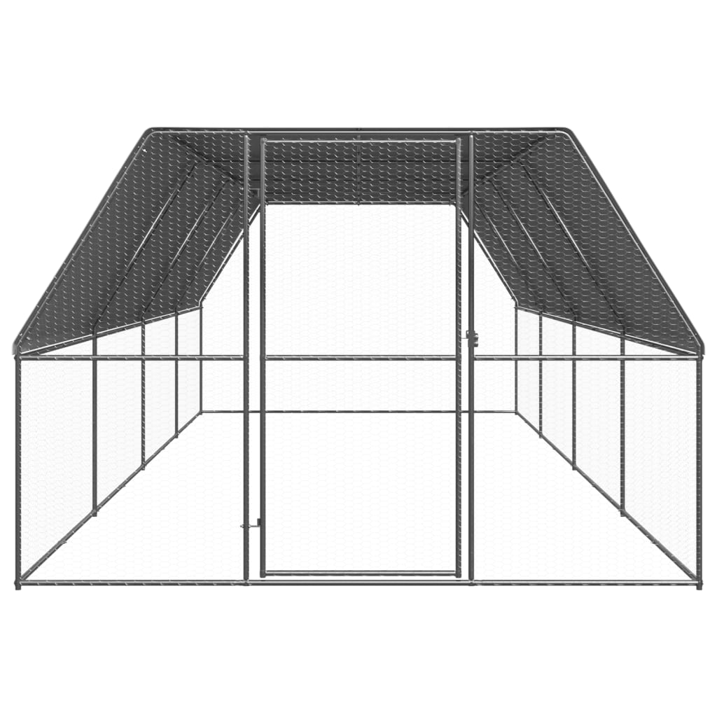 Vidaxl Chicken Coop 3x8x2 M galvaniserat stål