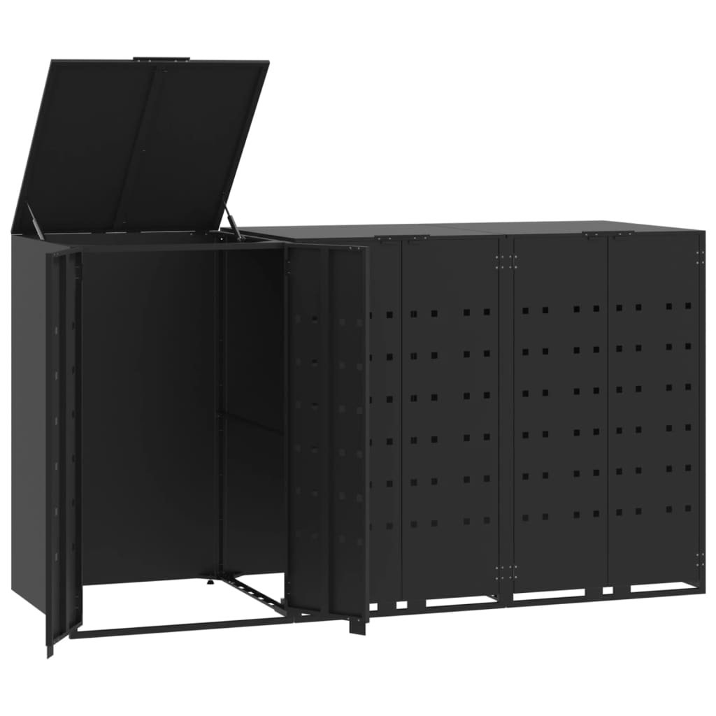 Bidaxl containerlagring för 3 containrar 207x79x117 cm stål svart
