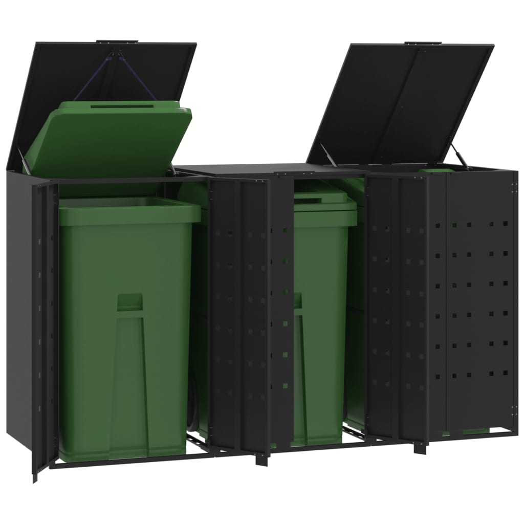 Bidaxl containerlagring för 3 containrar 207x79x117 cm stål svart