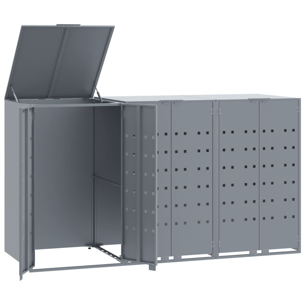 Vidaxl container storage for 3 containers 207x79x117 cm steel gray