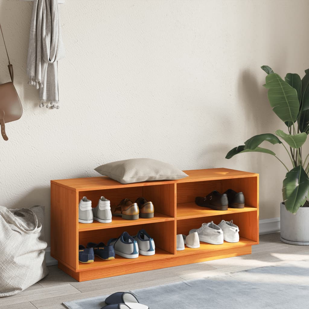 Vidaxl Shoe cabinet 110x34x45 cm Solid pine wash brown