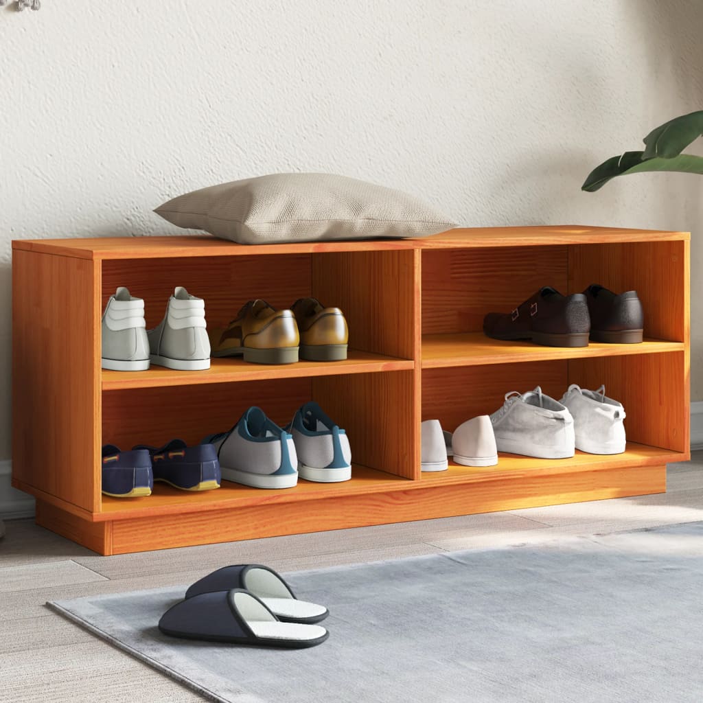 Vidaxl Shoe cabinet 110x34x45 cm Solid pine wash brown