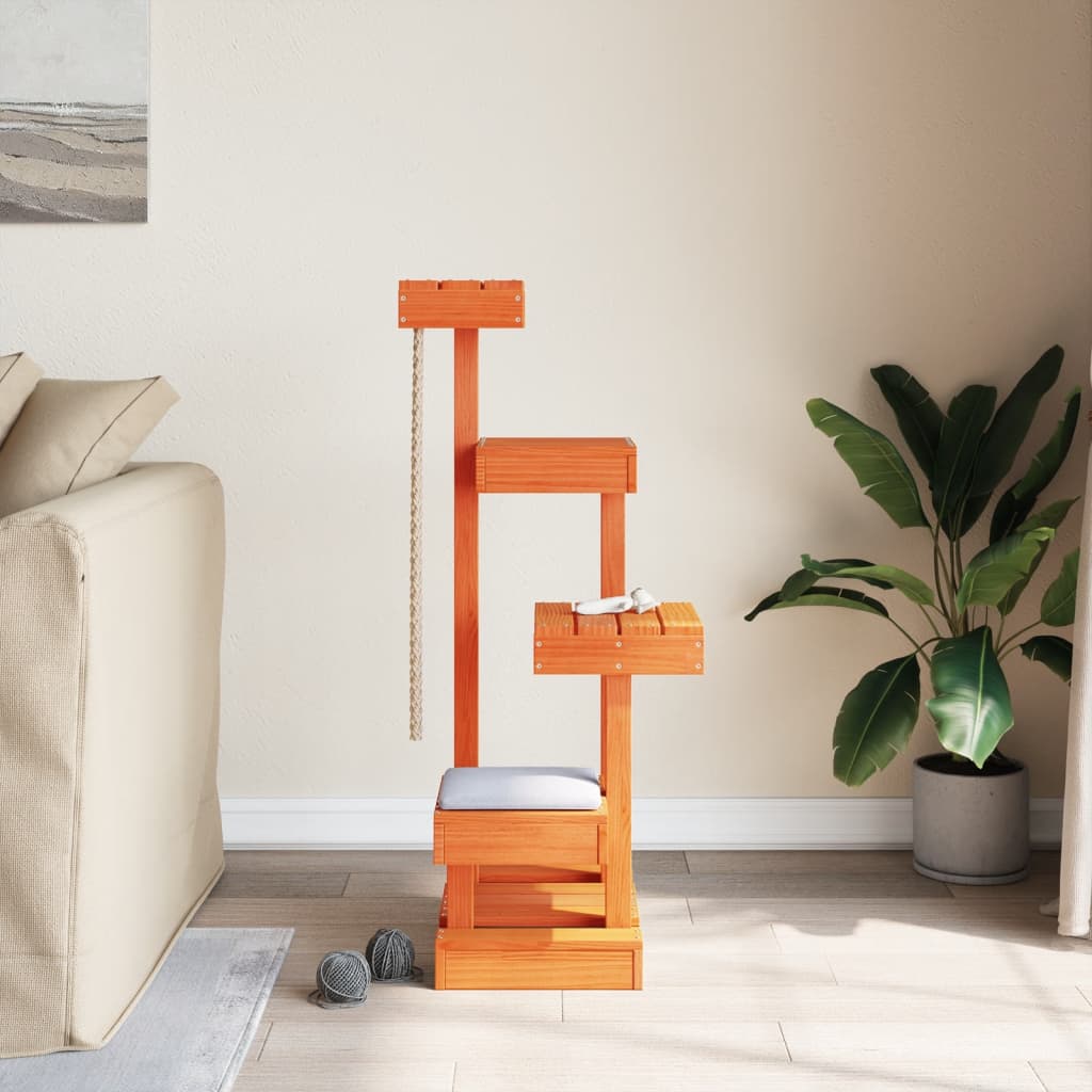 Bidaxl kattmöbler 45.5x49x103 cm solid tall tvättbrunt