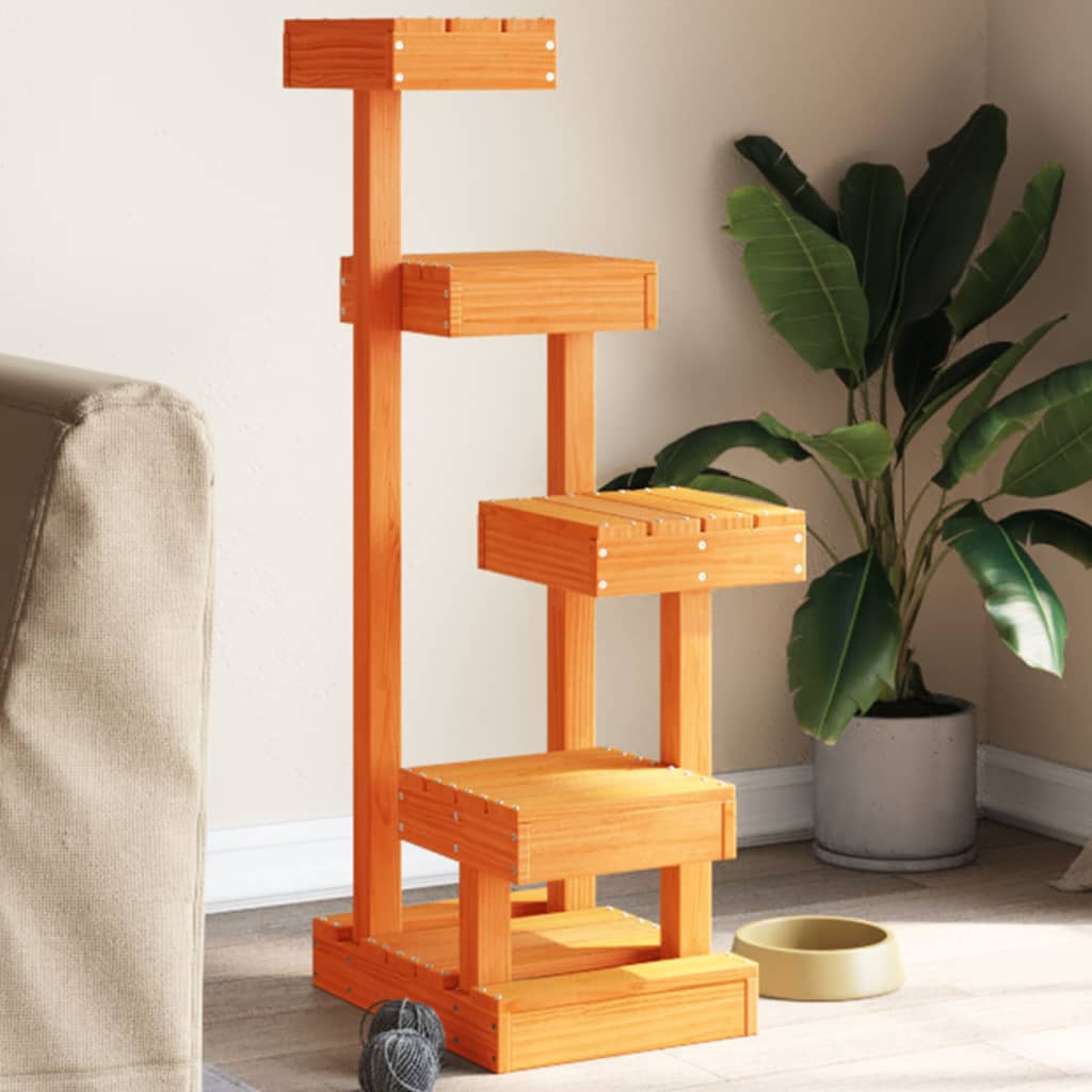 Bidaxl kattmöbler 45.5x49x103 cm solid tall tvättbrunt