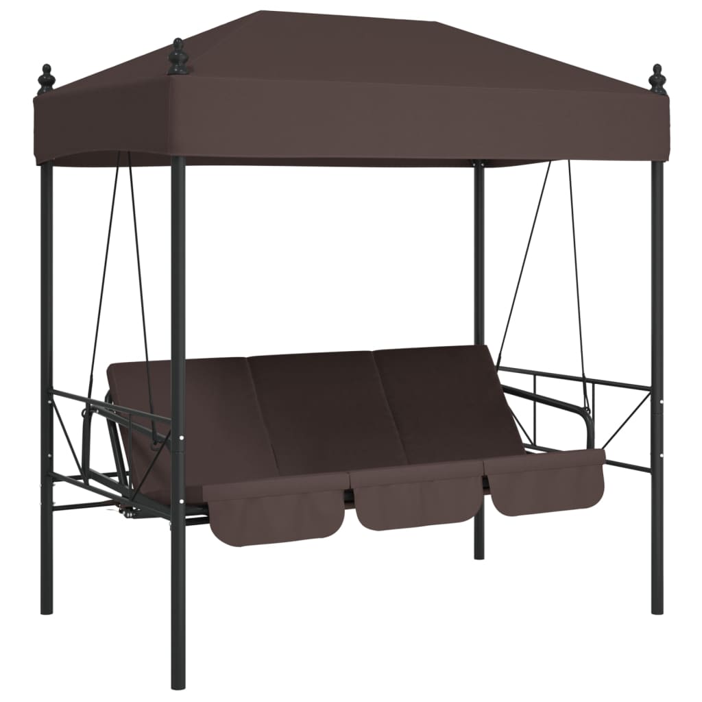 VidaXL Swing bench with Luifel Steel Coffee Brown