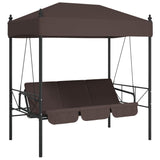 VidaXL Swing bench with Luifel Steel Coffee Brown
