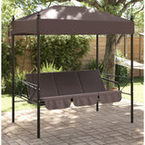 VidaXL Swing bench with Luifel Steel Coffee Brown
