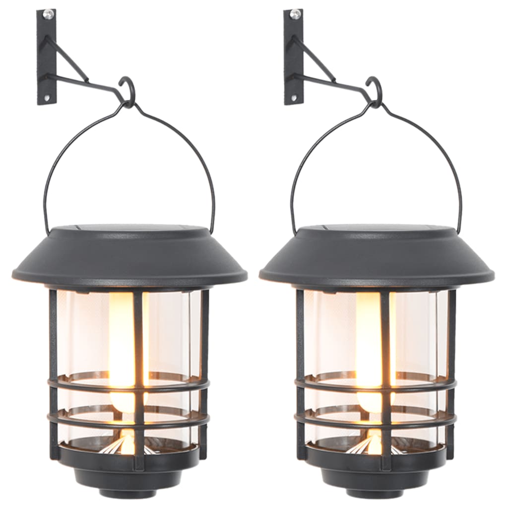 VidaXL Wall Lanterns for outside 2 st solar flickering flame warm white