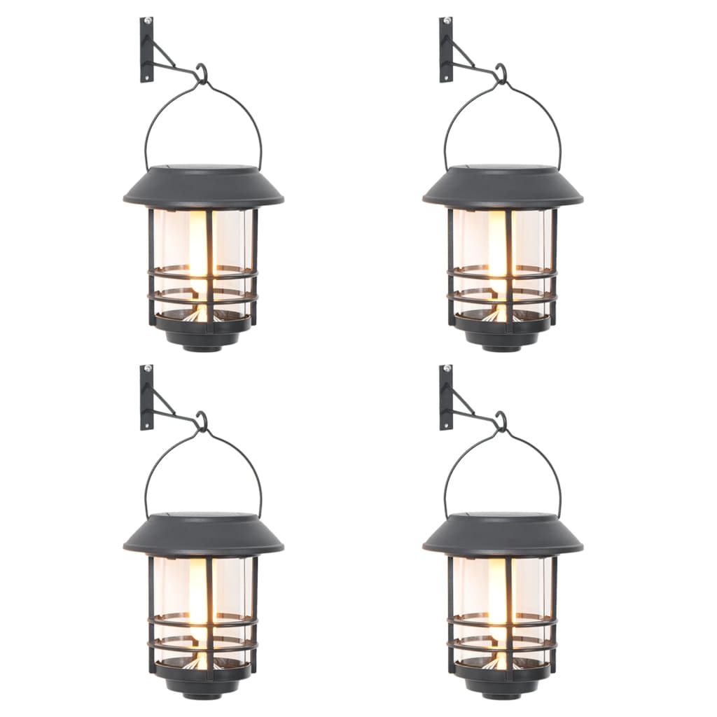 Vidaxl Wall lanterns for outside 4 st solar flickering flame warm white