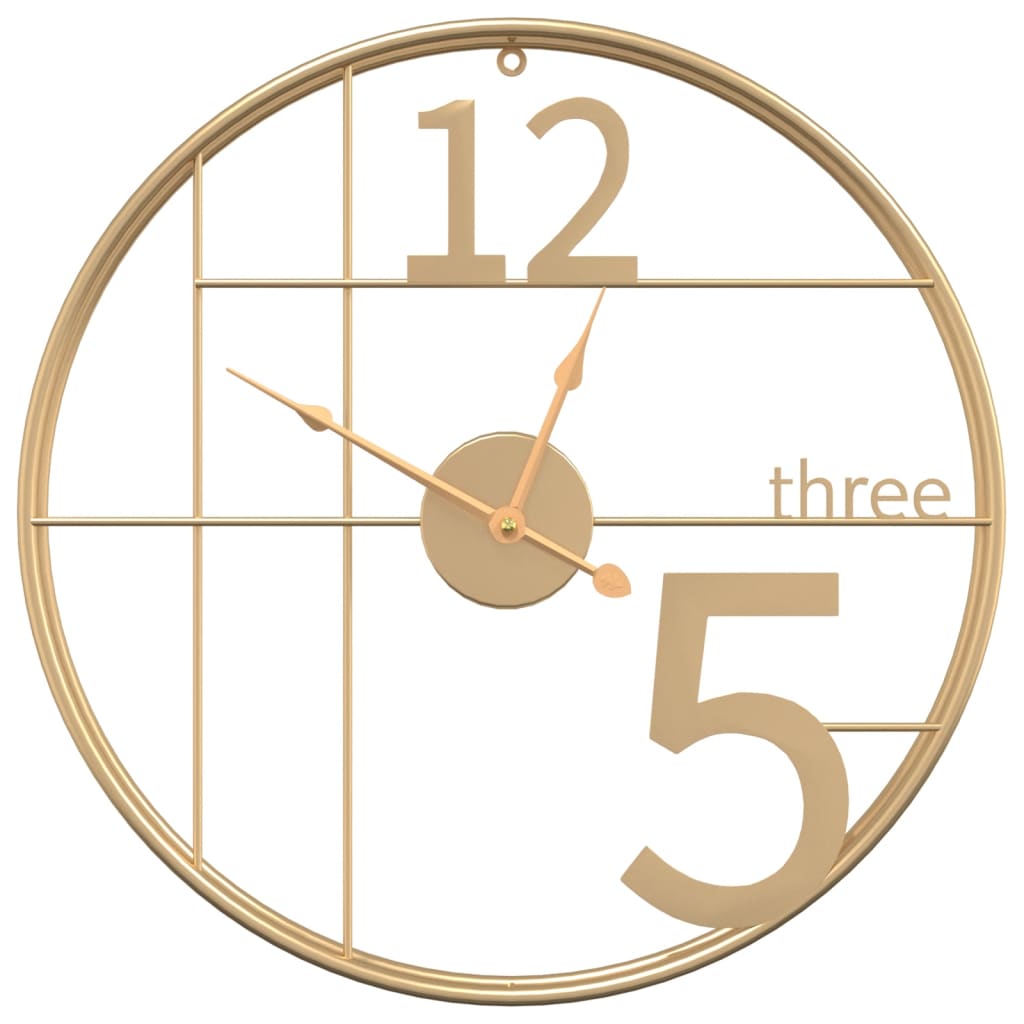 Vidaxl Wall Clock Ø50 cm Iron Gold Colored
