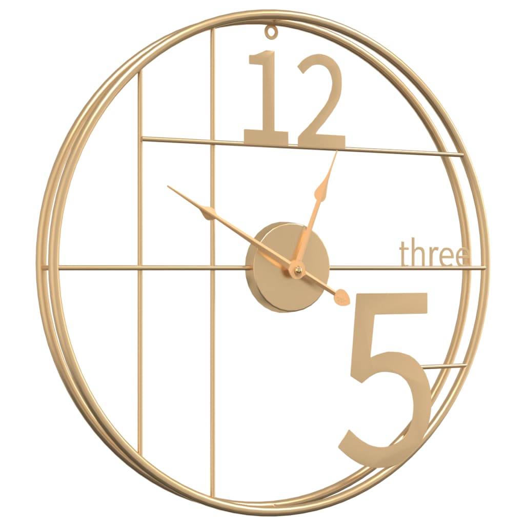 Vidaxl Wall Clock Ø50 cm Iron Gold Colored