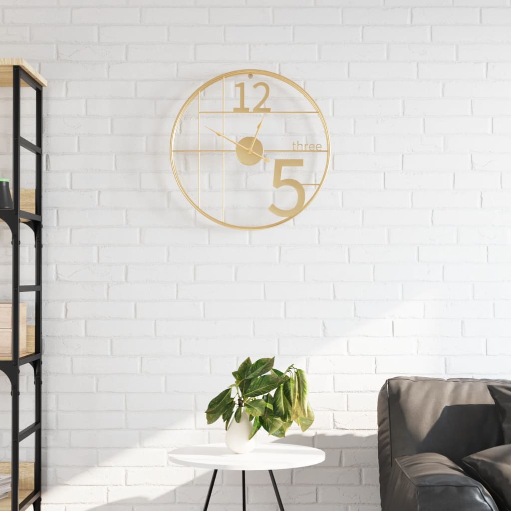 Vidaxl Wall Clock Ø50 cm Iron Gold Colored