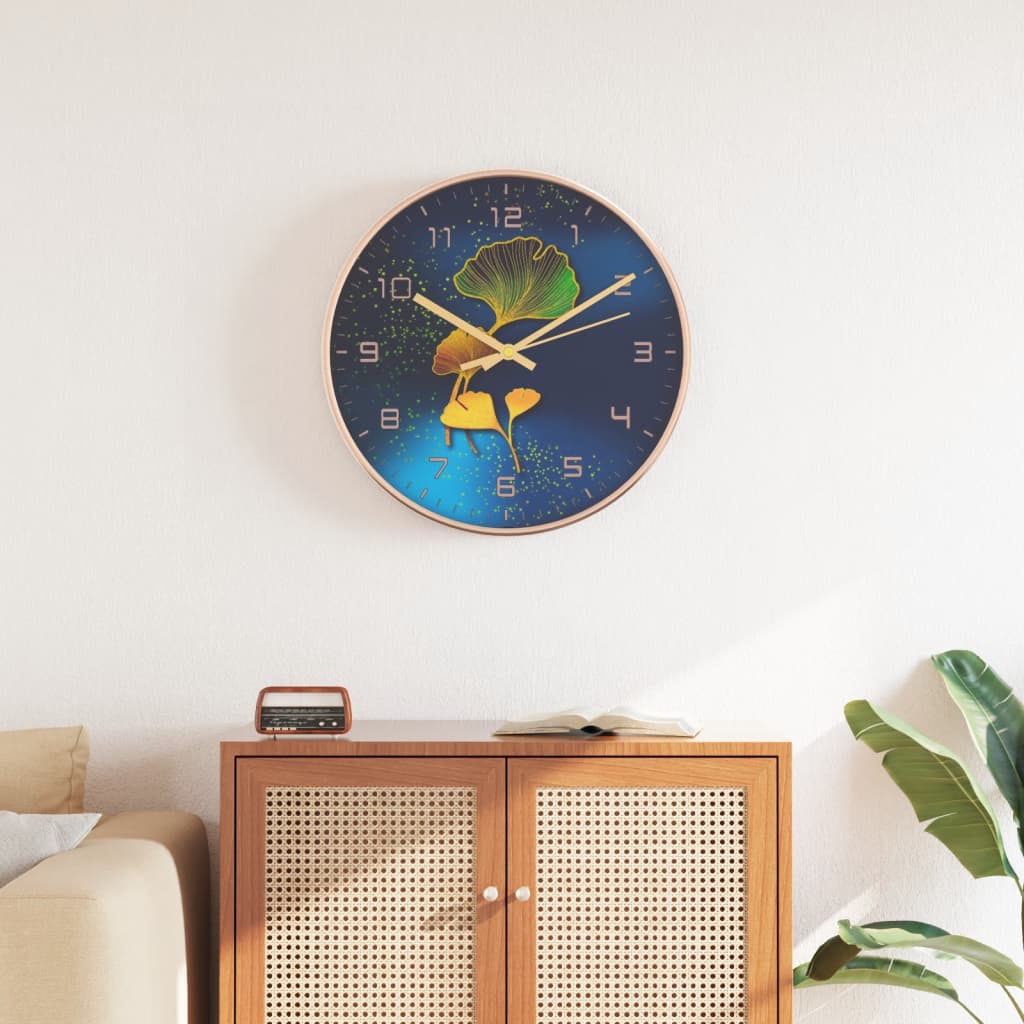 Vidaxl Wall Clock Ø29,5 cm polystyren og glas gylden og blå
