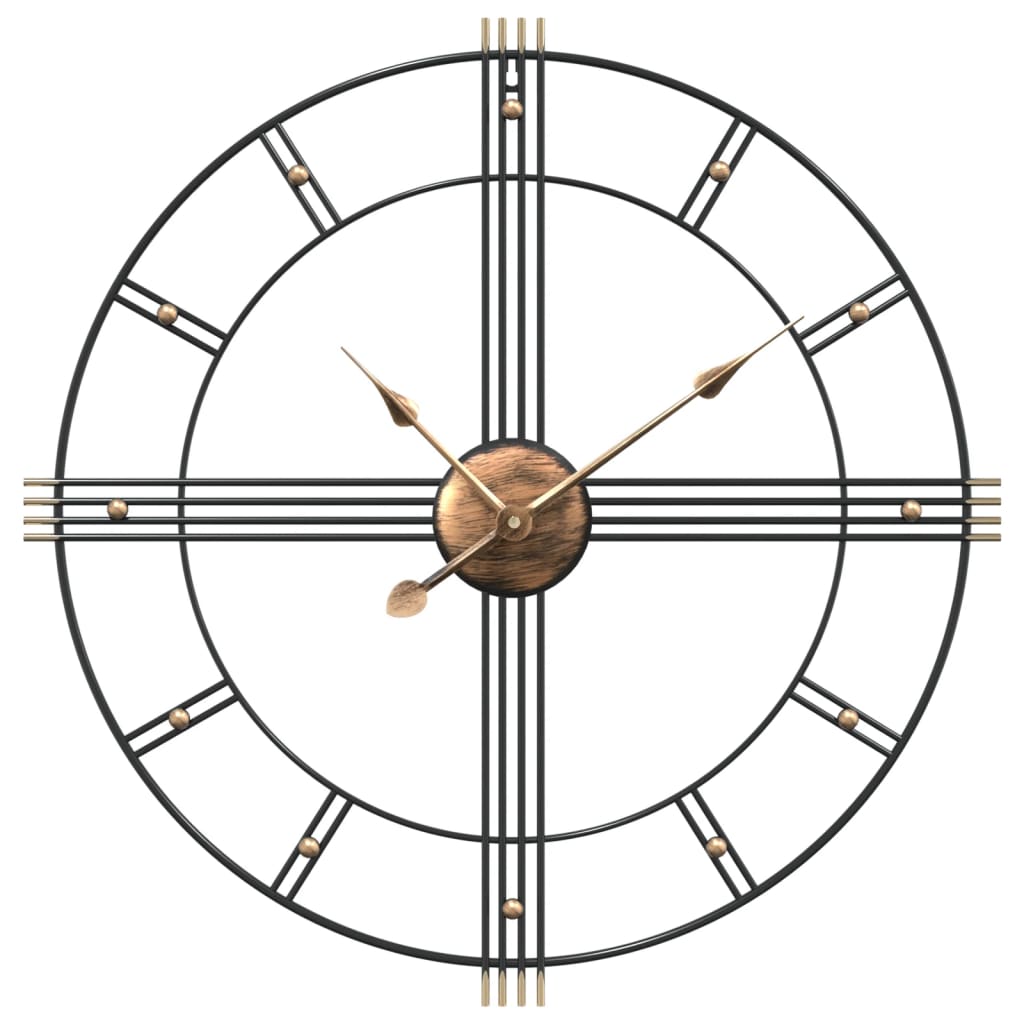 Reloj de pared Vidaxl Ø60 cm de hierro negro
