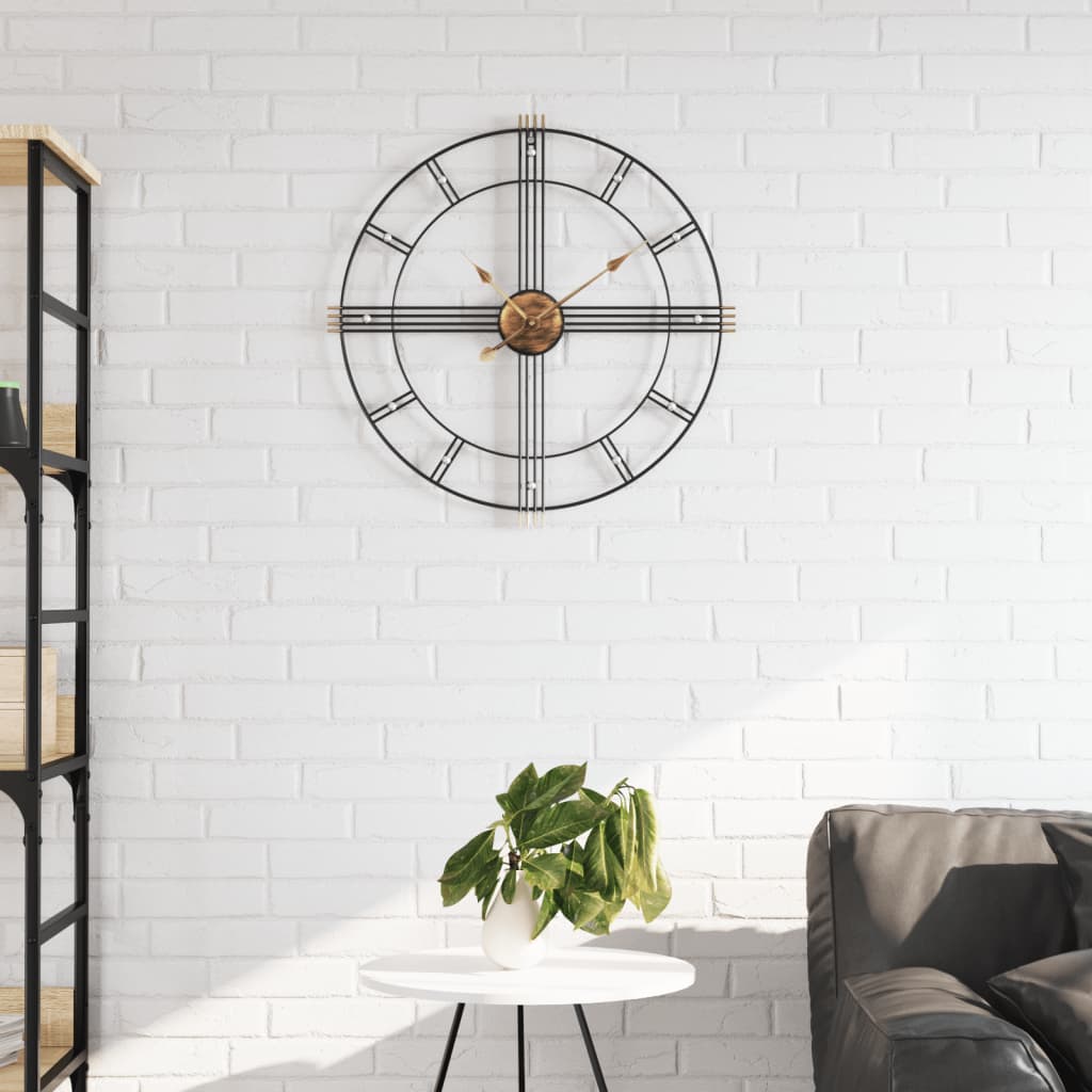 Reloj de pared Vidaxl Ø60 cm de hierro negro