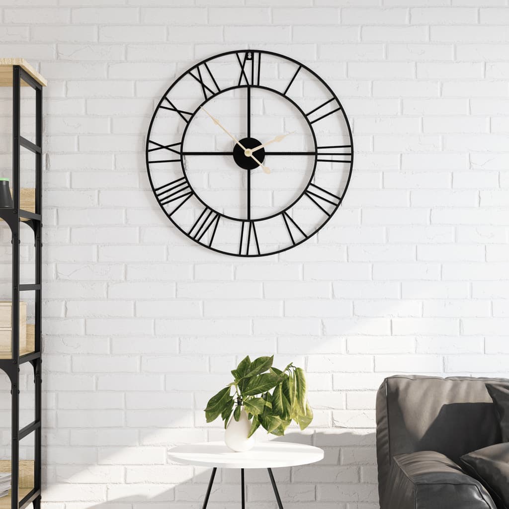 Vidaxl wall clock Ø50 cm iron black